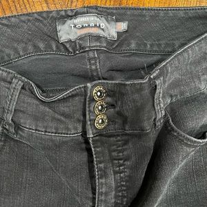 Torrid black jean jeggings, size 16R, button fly high waist.